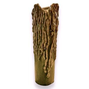 Vintage Celadon Pottery Thailand Melted Candlestick Candle Holder